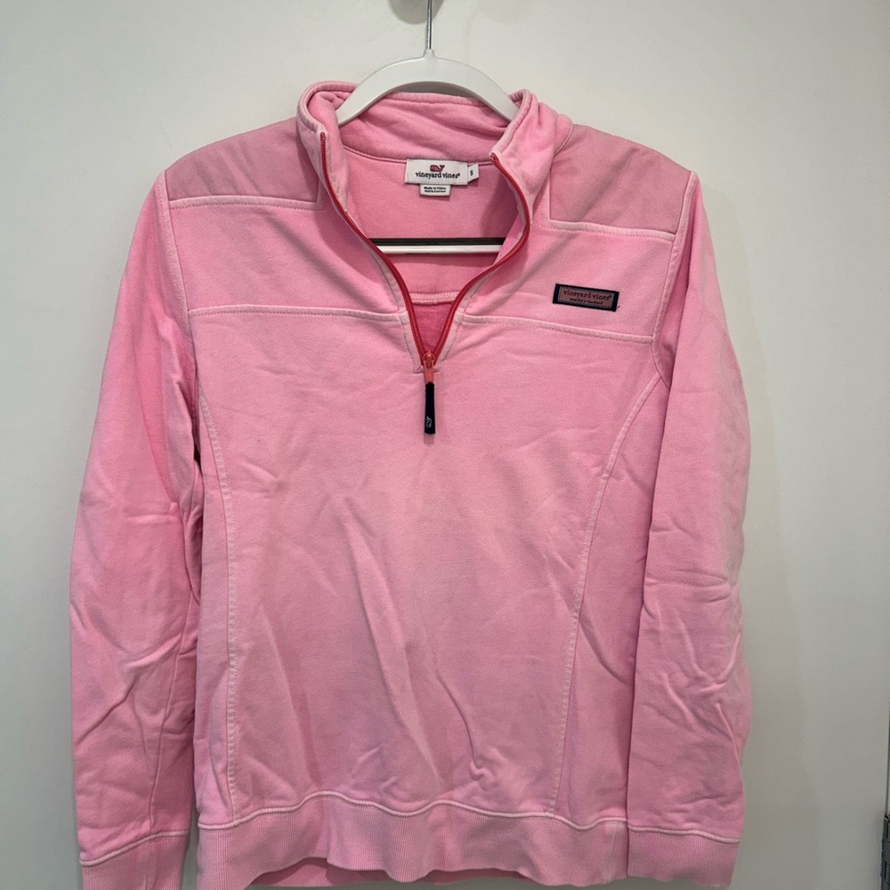 Women's Vineyard Vines Pink Quarter-Zip Sweater | size small